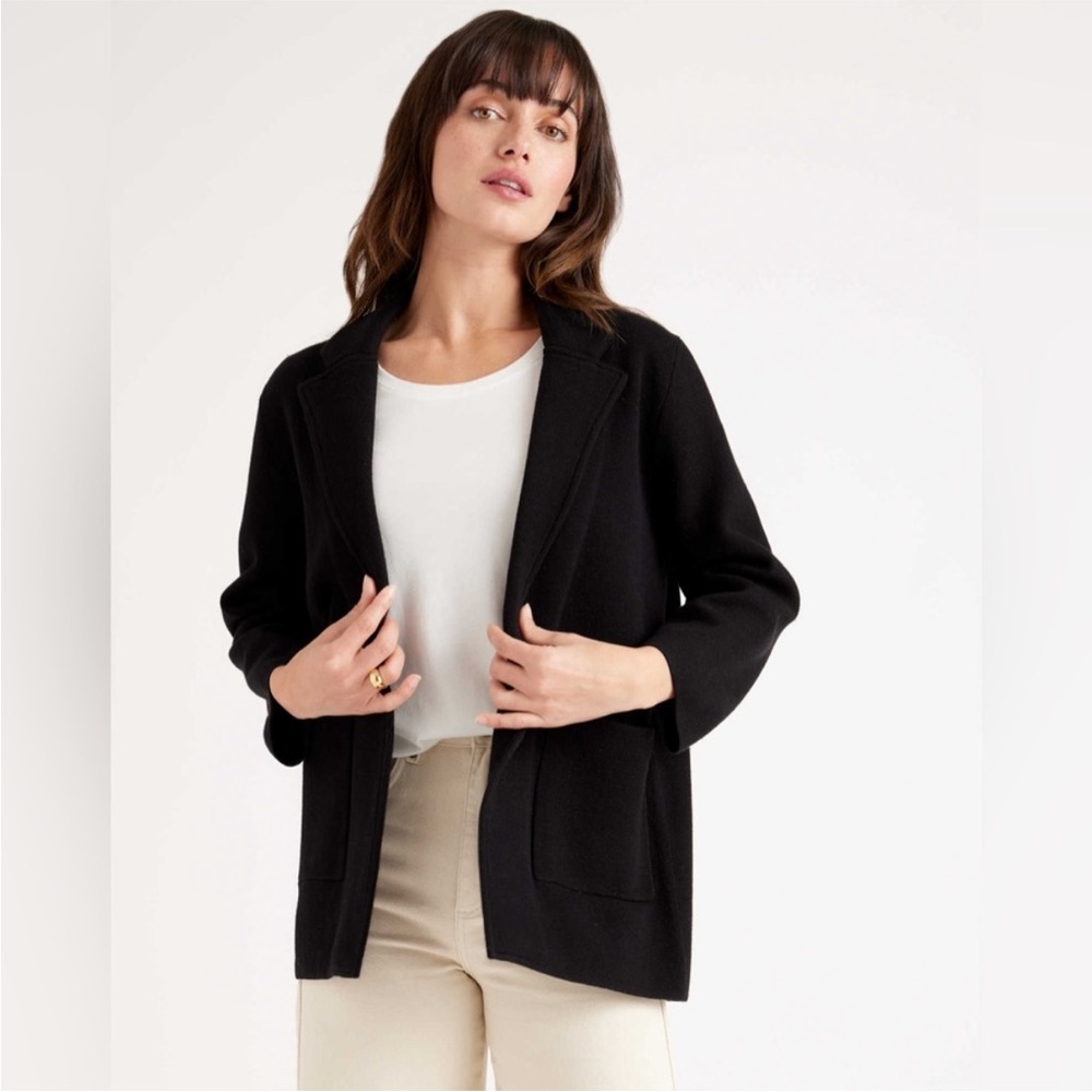 Quince 100% Organic Cotton black Knit Blazer size XLarge